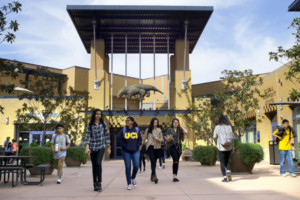 students walk in front of the student center ranked