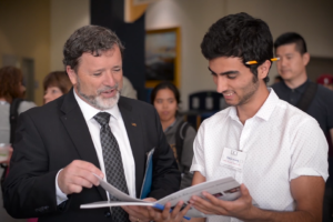 vice provost michael dennin speaks with uci student academics