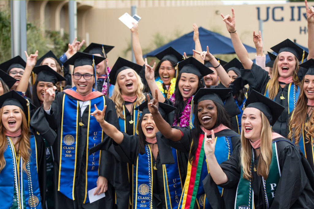 celebrative commencement of a group of UC Irvine graduates